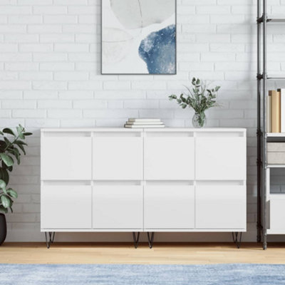 Berkfield Sideboards 2 pcs High Gloss White Engineered Wood