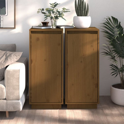 Berkfield Sideboards 2 pcs Honey Brown 31.5x34x75 cm Solid Wood Pine