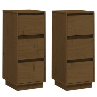 Berkfield Sideboards 2 pcs Honey Brown 32x34x75 cm Solid Wood Pine