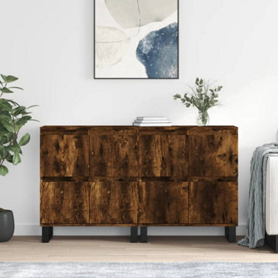 Berkfield Sideboards 2 pcs Smoked Oak Engineered Wood | DIY at B&Q