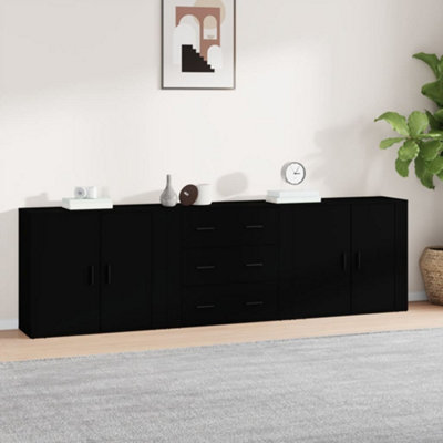 Berkfield Sideboards 3 pcs Black Engineered Wood