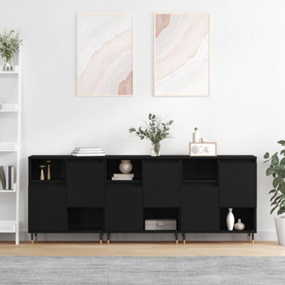 Berkfield Sideboards 3 pcs Black Engineered Wood