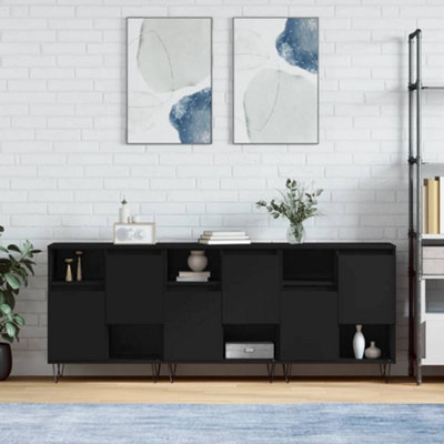 Berkfield Sideboards 3 pcs Black Engineered Wood