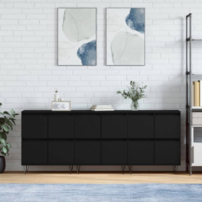 Berkfield Sideboards 3 pcs Black Engineered Wood