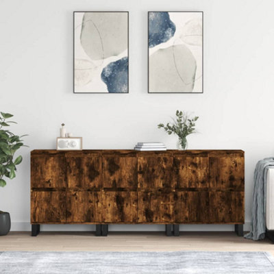 Berkfield Sideboards 3 pcs Smoked Oak Engineered Wood | DIY at B&Q