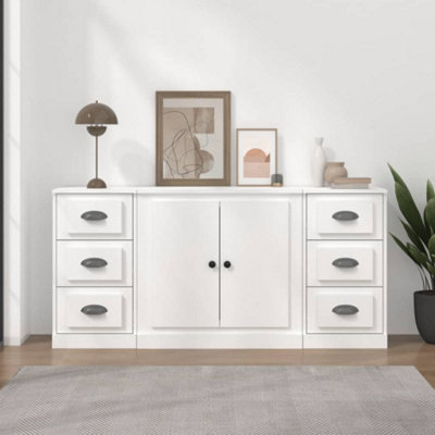 Berkfield Sideboards 3 pcs White Engineered Wood | DIY at B&Q