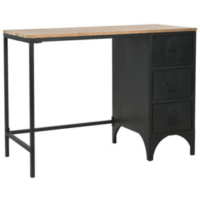 Berkfield Single Pedestal Desk Solid Firwood and Steel 100x50x76 cm
