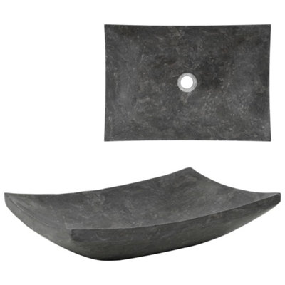 Berkfield Sink 50x35x12 cm Marble Black Price Comparisons | Compare The Build