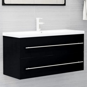 Berkfield Sink Cabinet Black 100x38.5x48 cm Engineered Wood