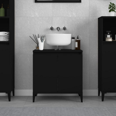 Berkfield Sink Cabinet Black 58x33x60 cm Engineered Wood