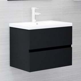 Berkfield Sink Cabinet Black 60x38.5x45 cm Engineered Wood