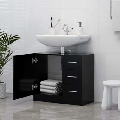 Berkfield Sink Cabinet Black 63x30x54 cm Engineered Wood