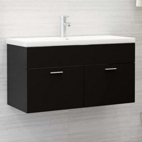 Berkfield Sink Cabinet Black 90x38.5x46 cm Engineered Wood