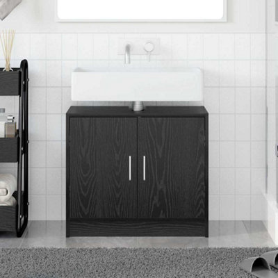 Berkfield Sink Cabinet Black Oak 63x29x55 cm Engineered Wood