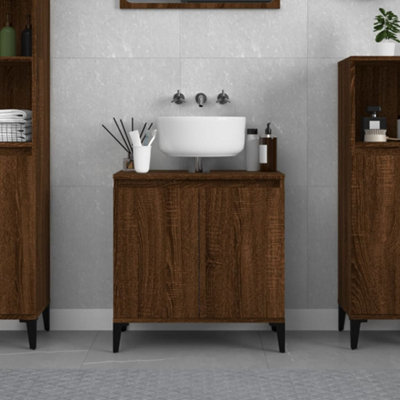 Berkfield Sink Cabinet Brown Oak 58x33x60 cm Engineered Wood | DIY at B&Q