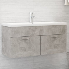 Berkfield Sink Cabinet Concrete Grey 100x38.5x46 cm Engineered Wood
