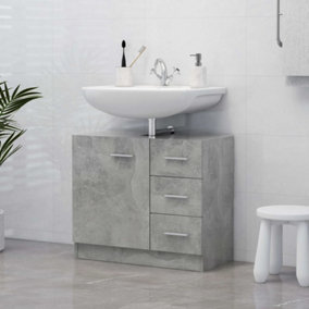 Berkfield Sink Cabinet Concrete Grey 63x30x54 cm Engineered Wood
