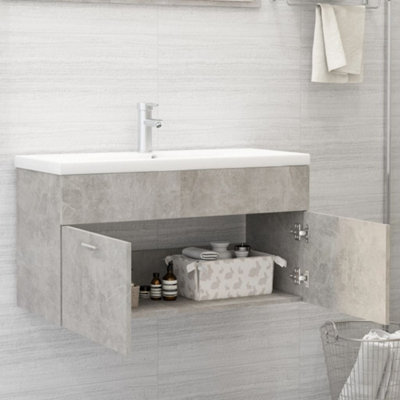 Berkfield Sink Cabinet Concrete Grey 90x38.5x46 cm Engineered Wood