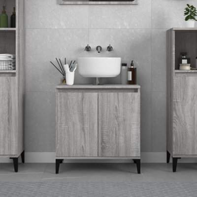 Berkfield Sink Cabinet Grey Sonoma 58x33x60 cm Engineered Wood Price Comparisons | Compare The Build