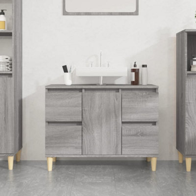 Berkfield Sink Cabinet Grey Sonoma 80x33x60 cm Engineered Wood Price Comparisons | Compare The Build