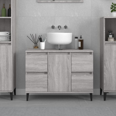 Berkfield Sink Cabinet Grey Sonoma 80x33x60 cm Engineered Wood Price Comparisons | Compare The Build