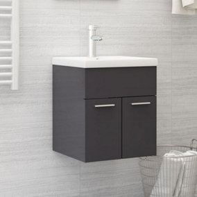 Berkfield Sink Cabinet High Gloss Grey 41x38.5x46 cm Engineered Wood