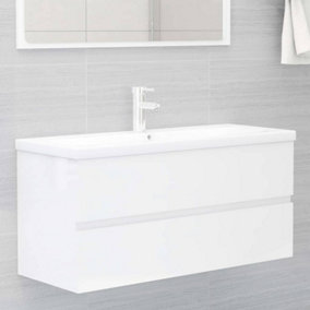 Berkfield Sink Cabinet High Gloss White 100x38.5x45 cm Engineered Wood