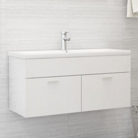 Berkfield Sink Cabinet High Gloss White 100x38.5x46 cm Engineered Wood
