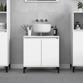 Berkfield Sink Cabinet High Gloss White 58x33x60 cm Engineered Wood