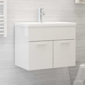Berkfield Sink Cabinet High Gloss White 60x38.5x46 cm Engineered Wood