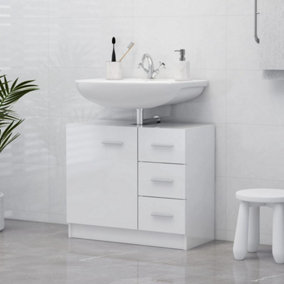 Berkfield Sink Cabinet High Gloss White 63x30x54 cm Engineered Wood