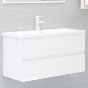 Berkfield Sink Cabinet High Gloss White 90x38.5x45 cm Engineered Wood