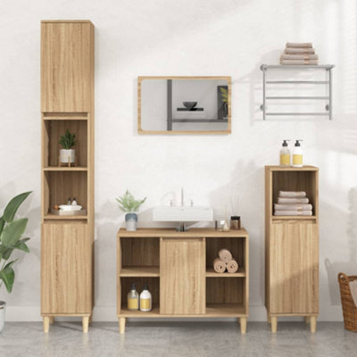 Berkfield Sink Cabinet Sonoma Oak 80x33x60 cm Engineered Wood Price Comparisons | Compare The Build