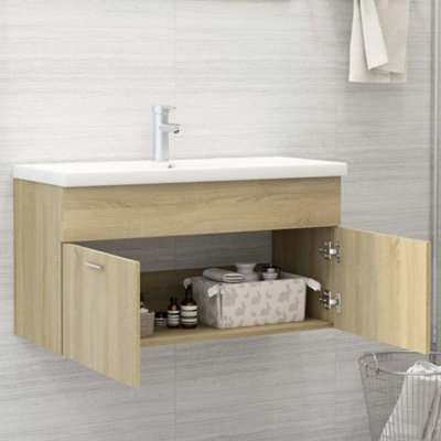 Berkfield Sink Cabinet Sonoma Oak 90x38.5x46 cm Engineered Wood