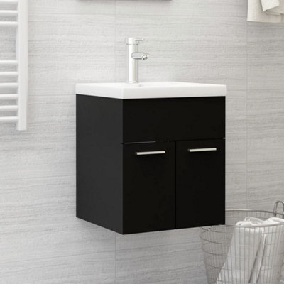 Berkfield Sink Cabinet with Built-in Basin Black Engineered Wood Price Comparisons | Compare The Build
