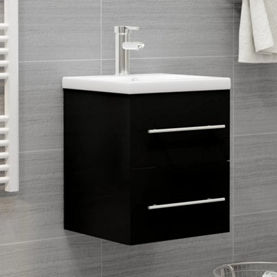 Berkfield Sink Cabinet with Built-in Basin Black Engineered Wood Price Comparisons | Compare The Build
