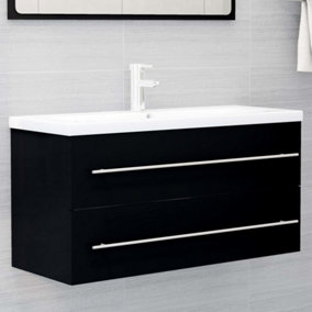 Berkfield Sink Cabinet with Built-in Basin Black Engineered Wood