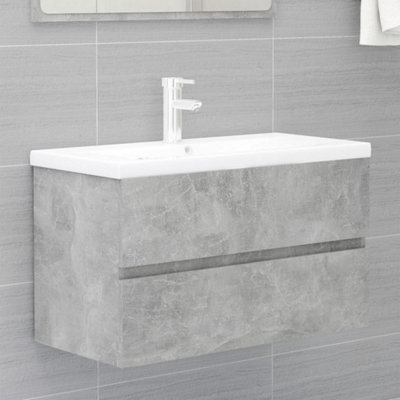 Berkfield Sink Cabinet with Built-in Basin Concrete Grey Engineered Wood