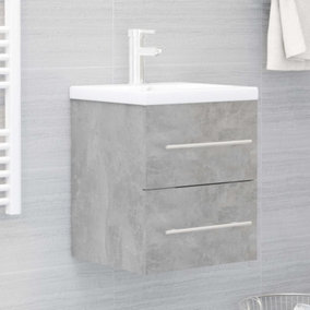 Berkfield Sink Cabinet with Built-in Basin Concrete Grey Engineered Wood