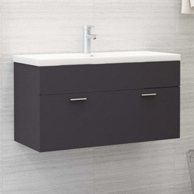 Berkfield Sink Cabinet with Built-in Basin Grey Engineered Wood Price Comparisons | Compare The Build