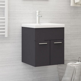 Berkfield Sink Cabinet with Built-in Basin Grey Engineered Wood