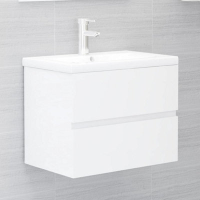 Berkfield Sink Cabinet with Built-in Basin High Gloss White Engineered Wood