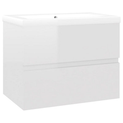 Berkfield Sink Cabinet with Built-in Basin High Gloss White Engineered Wood