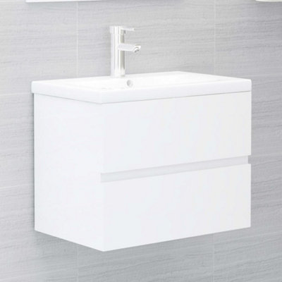 Berkfield Sink Cabinet with Built-in Basin High Gloss White Engineered Wood Price Comparisons | Compare The Build