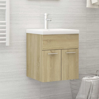 Berkfield Sink Cabinet with Built-in Basin Sonoma Oak Engineered Wood Price Comparisons | Compare The Build
