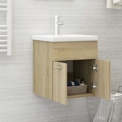 Berkfield Sink Cabinet with Built-in Basin Sonoma Oak Engineered Wood