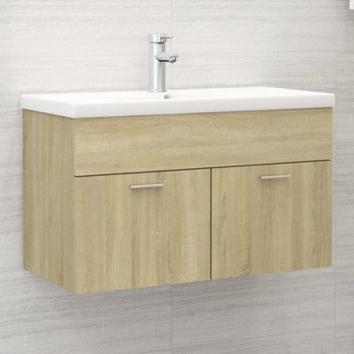 Berkfield Sink Cabinet with Built-in Basin Sonoma Oak Engineered Wood ...