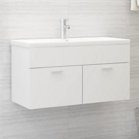 Berkfield Sink Cabinet with Built-in Basin White Engineered Wood