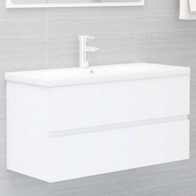 Berkfield Sink Cabinet with Built-in Basin White Engineered Wood