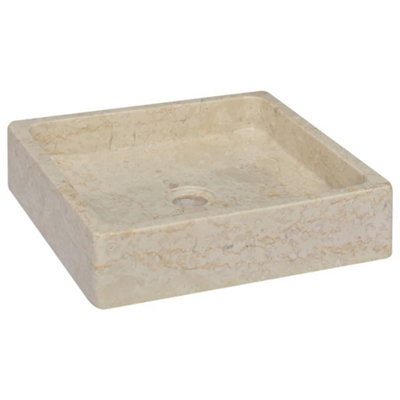Berkfield Sink Cream 40x40x10 cm Marble Price Comparisons | Compare The Build